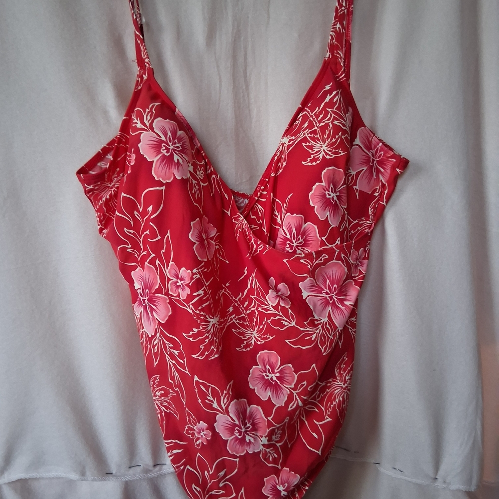 Floral Red One-Piece Swimsuit